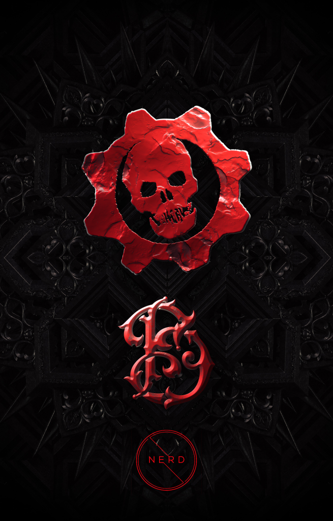 Billelis' own personal artwork, designed for the tease of the launch, with the Gears of War logo, the NERD logo and Billelis' logo. 