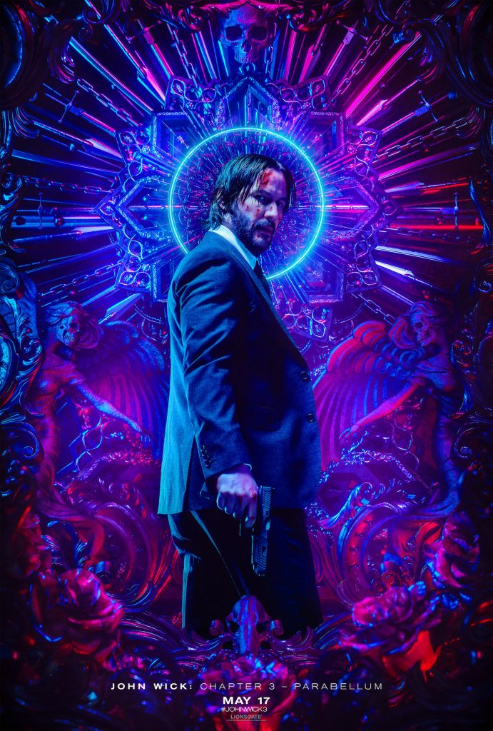 Poster illustration of Keanu Reeves for the John Wick 3 Parabellum Blockbuster movie for International Men's Day.